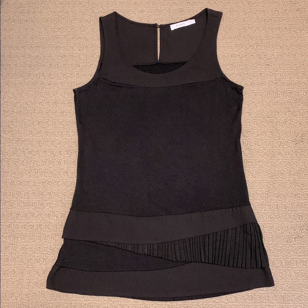 Ricki's Black Layered Sleeveless Top Tank with Detail Button Closure at Back XS